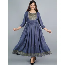 KALINI Women Grey Embroidered Anarkali Kurta-picture-23