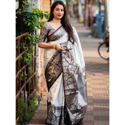 KALINI Women Grey Ethnic Motifs Designer Saree With Blouse Piece-picture-17