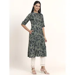 KALINI Women Grey Viscose Rayon A-Line Kurtas image 3