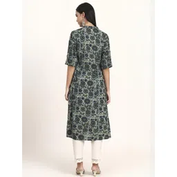 KALINI Women Grey Viscose Rayon A-Line Kurtas image 2