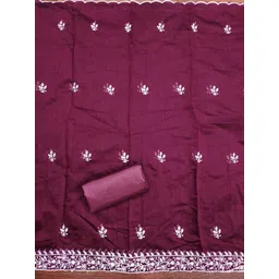 KALINI Women Magenta Embroidered Cotton Blend Unstitched Dress Material-picture-24