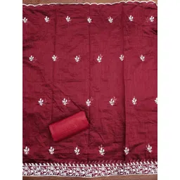 KALINI Women Maroon Embroidered Cotton Blend Unstitched Dress Material-picture-29