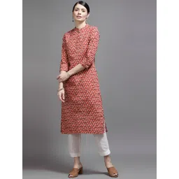 KALINI Women Maroon Geometric Printed Thread Work Kurta image 1