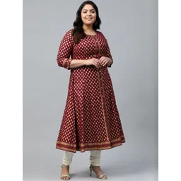 KALINI Women Maroon Viscose Rayon Printed A-Line Kurtas-picture-10