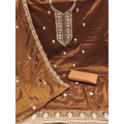 KALINI Women Mustard Embroidered Unstitched Dress Material-picture-39