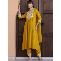 KALINI Women Mustard Kurta Sets-picture-36