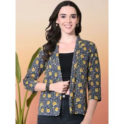 KALINI Women Navy Blue Floral Printed Open Shrug-picture-12