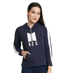 KALINI Women Navy Printed Hooded Sweatshirt-picture-41