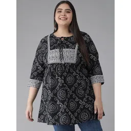 KALINI Women Plus Size Bandhani Printed Pure Cotton Kurti-picture-20