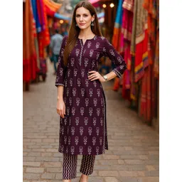 KALINI Women Printed Cotton Blend Kurta Sets-picture-11