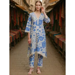 KALINI Women Printed Cotton Blend Kurta Sets image 1