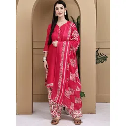 KALINI Women Printed Cotton Blend Kurta Sets With Dupatta-picture-25