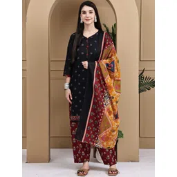 KALINI Women Printed Cotton Blend Kurta Sets With Dupatta-picture-35