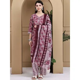 KALINI Women Printed Cotton Blend Kurta Sets With Dupatta-picture-37