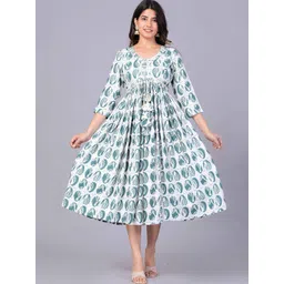 KALINI Women Printed Fit & Flared Knee-Length Ethnic Dress-picture-39