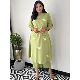 KALINI Women Printed Regular Thread Work Kurta with Palazzos-picture-33