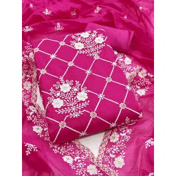 Kalini Women Purple Chanderi Cotton Sequence Unstitched Dress Material with Dupatta-picture-30