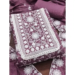 KALINI Women Purple Embroidered Silk Blend Unstitched Dress Material-picture-14