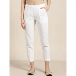 KALINI Women Relaxed Slim Fit Cotton Cigarette Trousers-picture-28