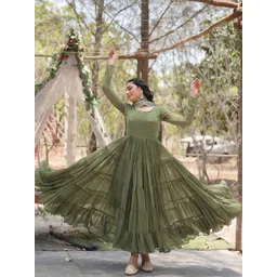 KALINI Women Tiered Kurta with Pyjamas & With Dupatta-picture-17