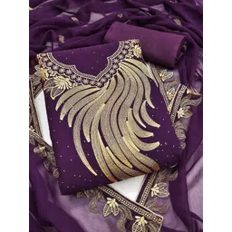 KALINI Women Violet Embroidered Poly Georgette Unstitched Dress Material-picture-40