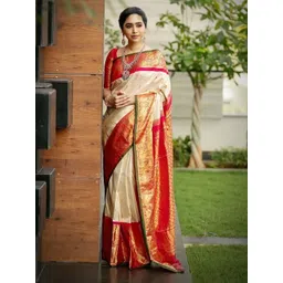 KALINI Women Woven Design Zari Silk Blend Kanjeevaram Saree-picture-13