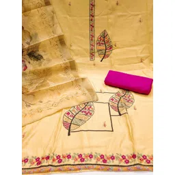 KALINI Women Yellow & Pink Unstitched Dress Material-picture-13