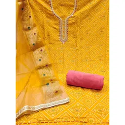 KALINI Women Yellow Embellished Cotton Dress Material-picture-18