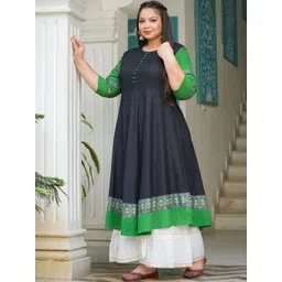 KALINI Women's Rayon Anarkali Kurta (Black) image 5