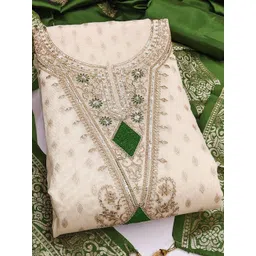 KALINI Women's Simmer Silk Jacquard With Coding Work Unstitched Dress Material-picture-13