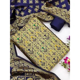 KALINI Women's Woven Silk Blend Banarasi Silk Unstitched Salwar Suit Dress Material with Dupatta-picture-23