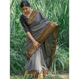 KALINI Woven Design Embroidered Silk Blend Handloom Banarasi Saree-picture-24