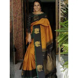 KALINI Woven Design Silk Cotton Zari Banarasi Saree image 1