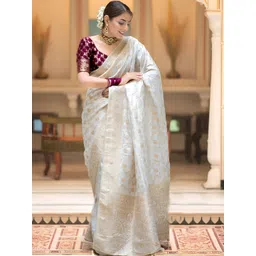 KALINI Woven Design Zari Art Silk Handloom Banarasi Saree-picture-24