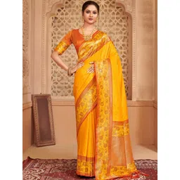 KALINI Woven Design Zari Banarasi Saree With Blouse Piece-picture-38