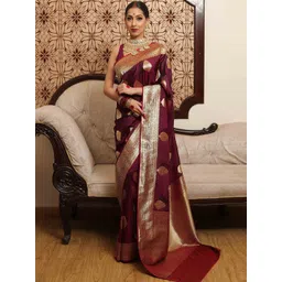 KALINI Woven Design Zari Silk Blend Banarasi Saree-picture-42