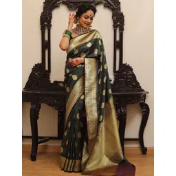 KALINI Woven Design Zari Silk Blend Banarasi Saree-picture-16
