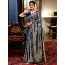 KALINI Woven Design Zari Silk Blend Banarasi Saree-picture-36
