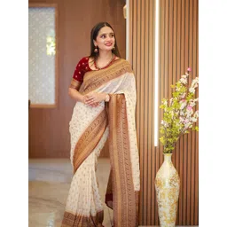 KALINI Woven Design Zari Silk Blend Banarasi Saree-picture-21