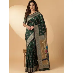 KALINI Woven Design Zari Silk Blend Handloom Banarasi Saree-picture-40