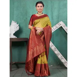 KALINI Woven Design Zari Silk Blend Kanjeevaram Saree-picture-33