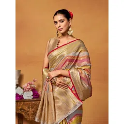 KALINI Woven Design Zari Silk Blend Leheriya Saree-picture-23