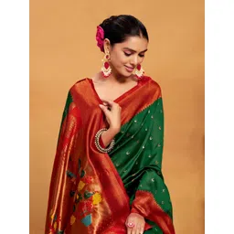 KALINI Woven Design Zari Silk Blend Paithani Saree-picture-35