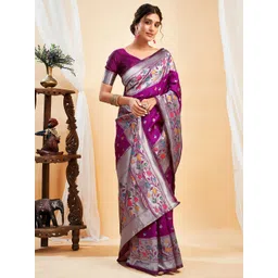 KALINI Woven Design Zari Silk Blend Paithani Saree-picture-31