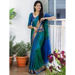 KALINI Woven Design Zari Silk Cotton Banarasi Saree-picture-11