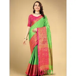 KALINI Woven Design Zari Silk Cotton Designer Banarasi Saree-picture-19