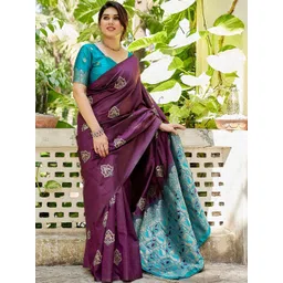 KALINI Woven Design Zari Silk Cotton Handloom Banarasi Saree-picture-20