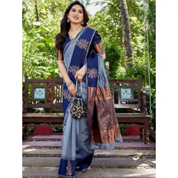 KALINI Woven Design Zari Silk Cotton Handloom Banarasi Saree-picture-18