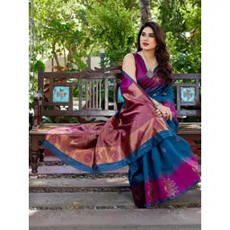 KALINI Woven Design Zari Silk Cotton Handloom Banarasi Saree-picture-19