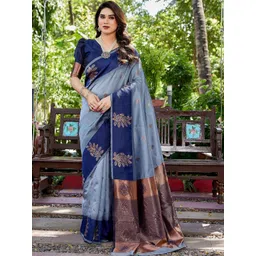 KALINI Woven Design Zari Silk Cotton Handloom Banarasi Saree-picture-22